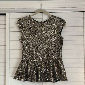 Gold sequined peplum top